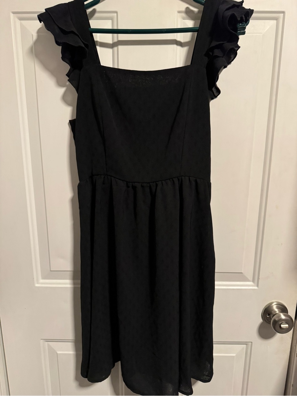 SHEIN Black Ruffled Sleeve Square-Neck Dress